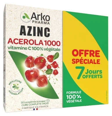 Arkopharma Azinc Acerola 1000 2 X 30 Chewable Tablets 1 Arkopharma Azinc Acerola 1000 2 X 30 Chewable Tablets
