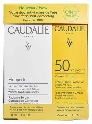 Caudalie Vinoperfect Radiance Serum Complexion Correcting 30ml + High Protection Cream SPF50 25ml Free 1 Caudalie Vinoperfect Radiance Serum Complexion Correcting 30ml + High Protection Cream SPF50 25ml Free
