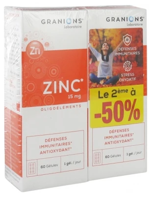 Granions Zinc 15mg 2 X 60 Capsules 1 Granions Zinc 15mg 2 X 60 Capsules