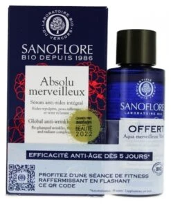Sanoflore Absolu Merveilleux Global Anti-Wrinkle Serum Organic 30ml + Aqua Merveilleuse Organic Botanical Peel 50ml Free